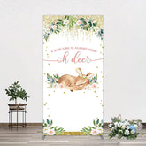 Lofaris Oh Deer Floral Boho Sweet Baby Shower Rectangle Backdrop